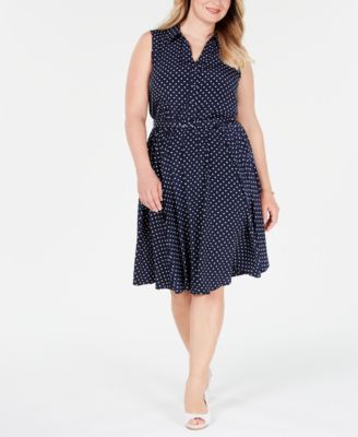 Charter Club Plus Size Belted Polka Dot Dress Created for Macy s Macy s