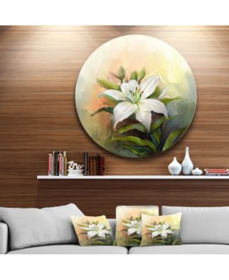 Design Art Designart 'White Lily Flower Oil Painting' Large Floral ...