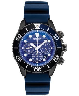 Seiko - Men's Solar Chronograph Prospex Blue Silicone Strap Watch 43.5mm