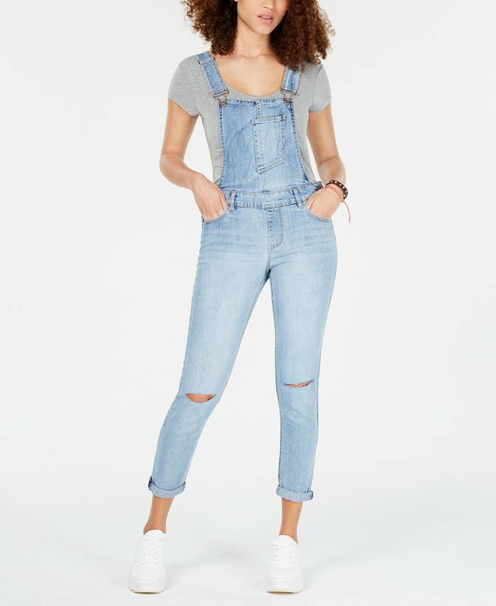 Dollhouse Juniors' Ripped Straight-Leg Overalls & Reviews - Jeans ...