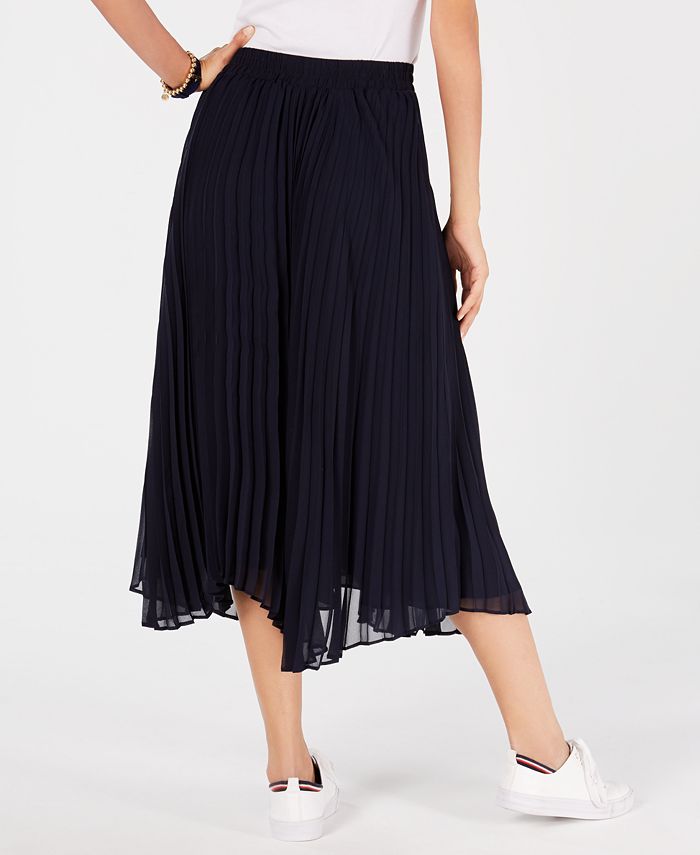 Tommy Hilfiger Pleated Button Skirt, Created for Macy's & Reviews ...
