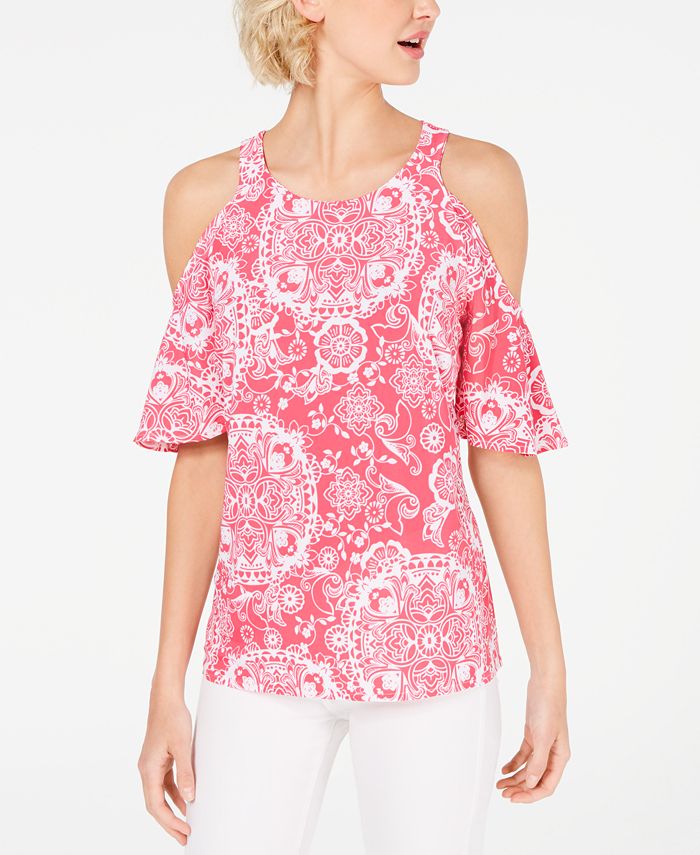 INC International Concepts INC Cold Shoulder Flutter Sleeve Top