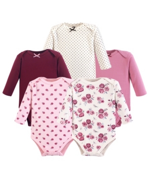 Hudson Baby Baby Girls and Baby Boys Long Sleeve Bodysuits 5-Pack