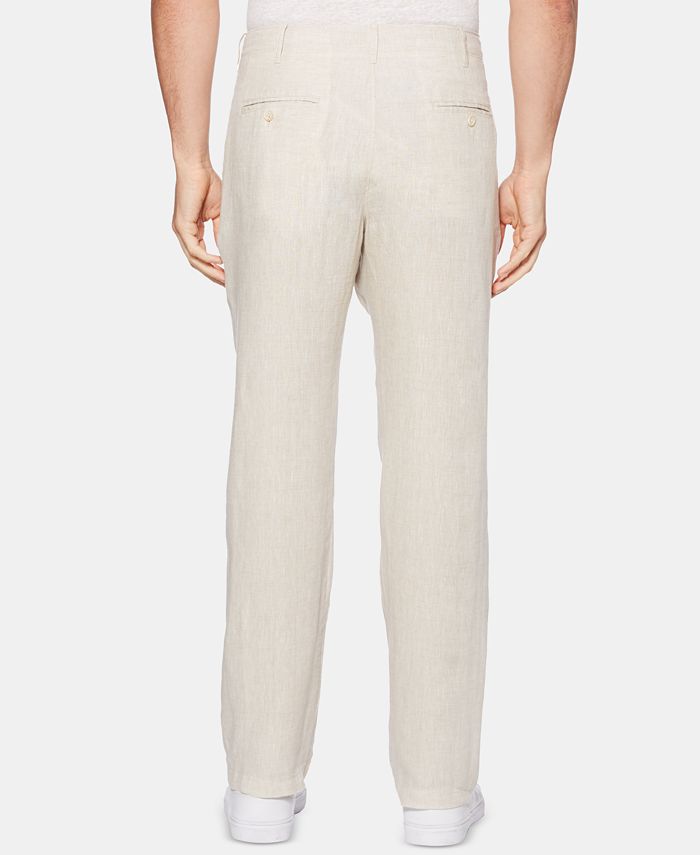 Perry Ellis Men's Regular-Fit Linen Drawstring Pants - Macy's