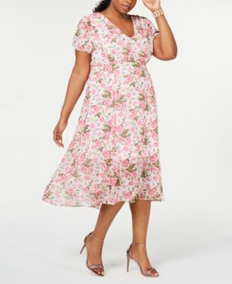 Betsey Johnson Plus Size Floral-Print A-Line Midi Dress - Macy's