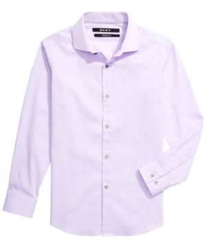 Dkny Big Boys Skinny-Fit Lilac Tonal Diamond Dress Shirt