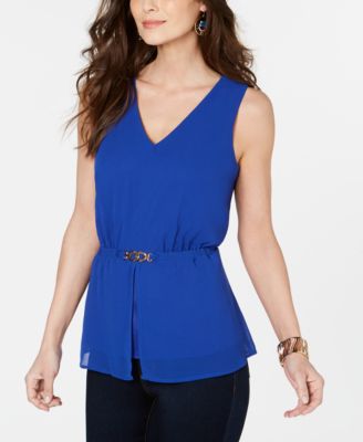 Thalia Sodi - Sleeveless V-Neck Peplum Top, Created for Macy's