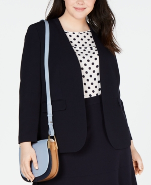 Bar Iii Trendy Plus Size Collarless Open-Front Blazer Created for Macy's