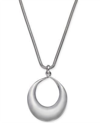 Alfani - Silver-Tone Snake Chain Sculptural Pendant Necklace, 17" + 2" extender