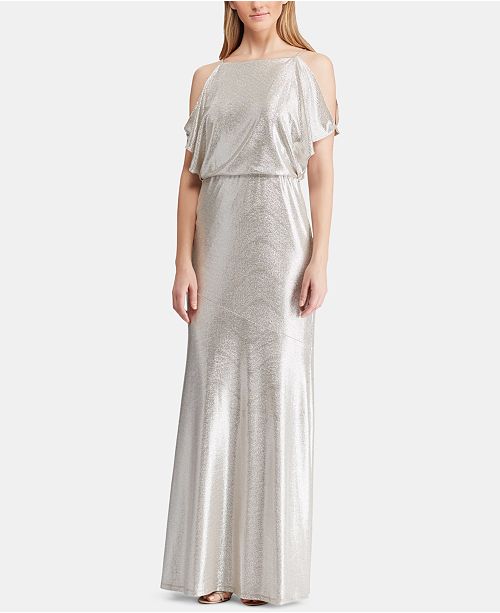 Lauren Ralph Lauren Metallic Cold Shoulder Gown Reviews