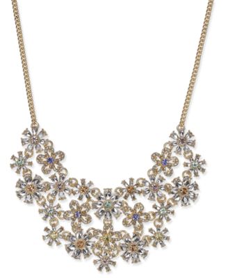 crystal flower statement necklace