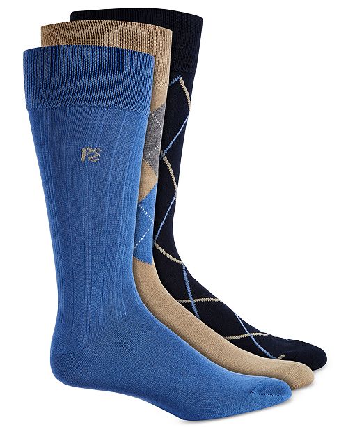 Perry Ellis Men's 3Pk. Patterned Dress Socks & Reviews Socks Men