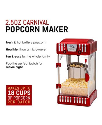 Elite Gourmet 2.5Oz Tabletop Popcorn Kettle Maker, Retro Carnival, Keep  Warm Light - Macy's