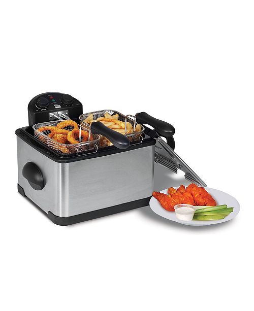 Elite by MaxiMatic Elite Platinum 4 Quart Dual Deep Fryer with 3