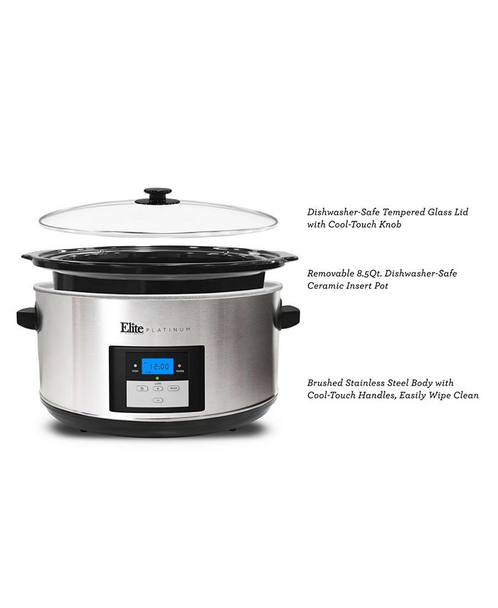 Elite Gourmet 8.5Qt Digital Programmable Jumbo XL Slow Cooker with