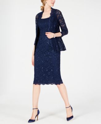 Alex Evenings Sequined Lace Sheath Dress and Jacket - Macy's