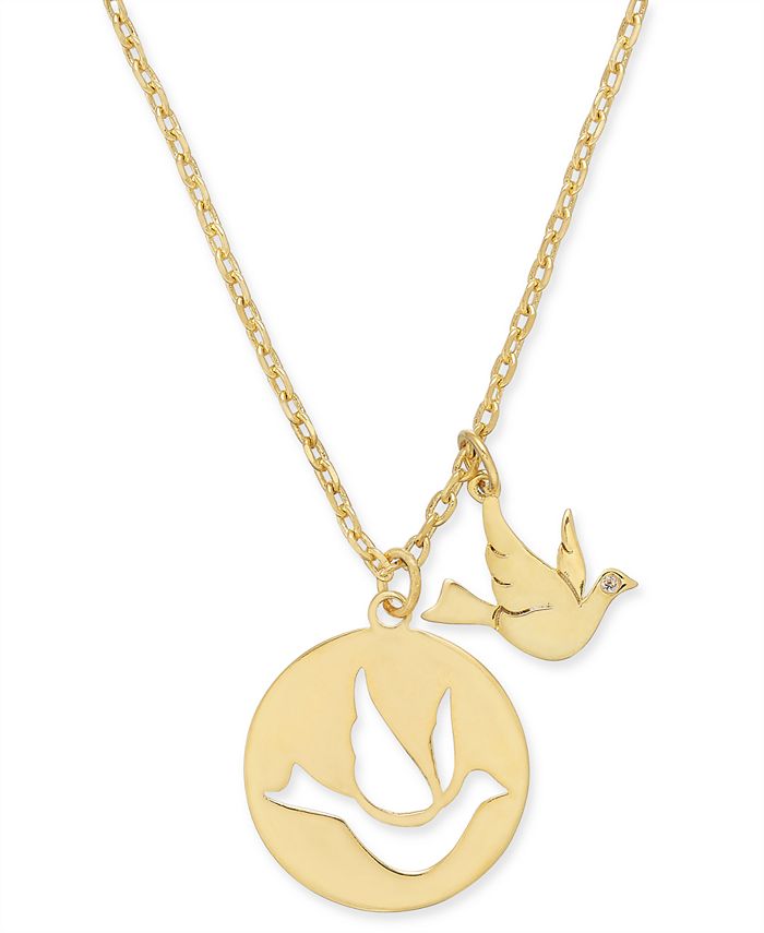 kate spade new york Gold-Tone Bird Pendant Necklace, 15-1/2