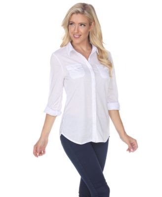 women's white button down dress shirt