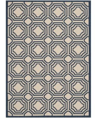 Courtyard CY6112 Beige and Navy 5'3" x 7'7" Outdoor Area Rug