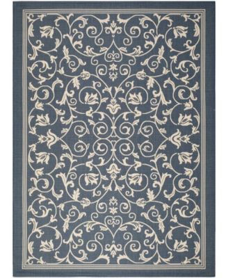 Courtyard CY2098 Navy and Beige 8' x 11' Sisal Weave Outdoor Area Rug