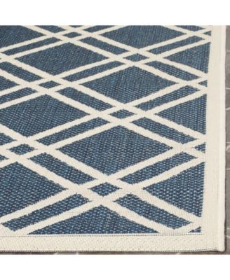 Courtyard CY6923 Navy and Beige 5'3" x 7'7" Sisal Weave Outdoor Area Rug
