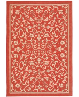 Courtyard CY2098 Red and Natural 5'3" x 7'7" Outdoor Area Rug