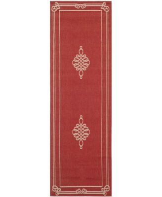 Courtyard CY6788 Red and Creme 5'3" x 7'7" Outdoor Area Rug