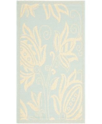 Courtyard CY6109 Aqua and Cream 5'3" x 7'7" Outdoor Area Rug