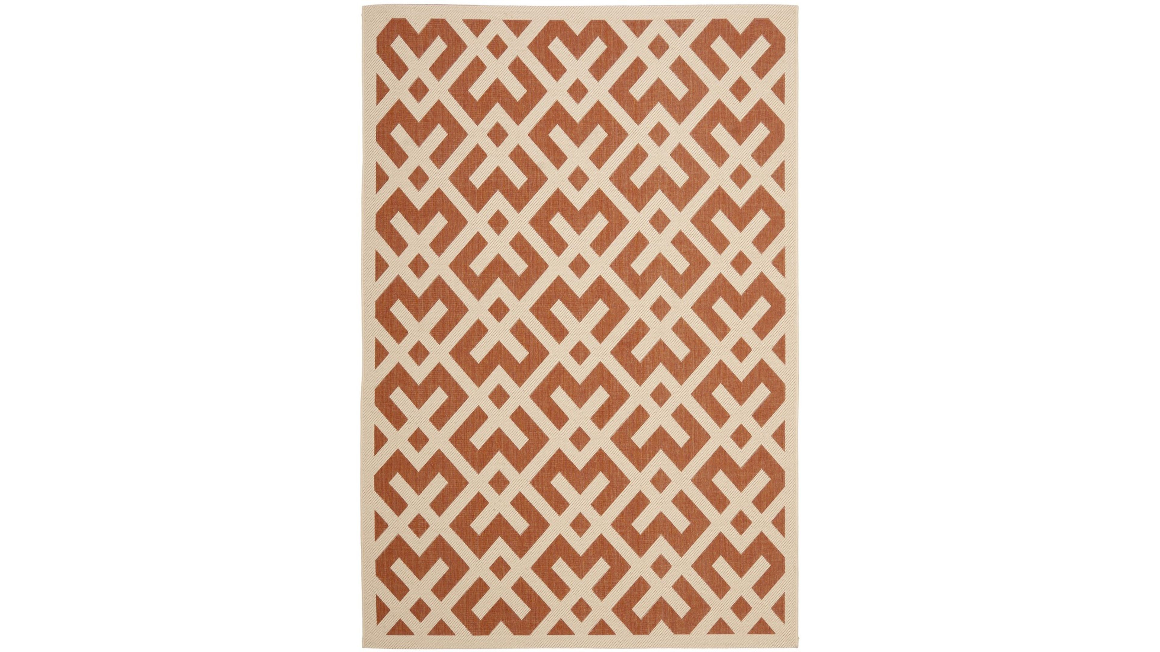 Safavieh Courtyard CY6915 Terracotta and Bone 5'3" x 7'7" Outdoor Area Rug