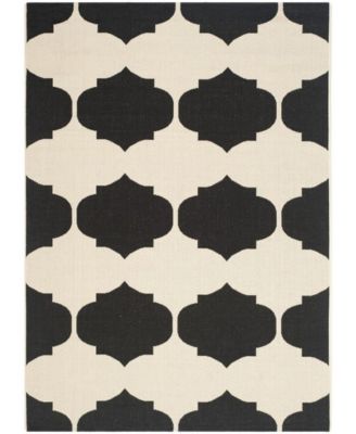 Courtyard CY6162 Beige and Black 5'3" x 7'7" Sisal Weave Outdoor Area Rug
