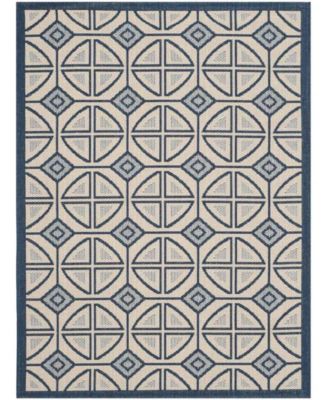 Courtyard CY7017 Beige and Navy 5'3" x 7'7" Sisal Weave Outdoor Area Rug