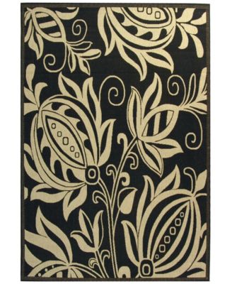 Courtyard CY2961 Black and Sand 5'3" x 7'7" Outdoor Area Rug
