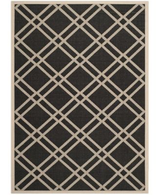 Courtyard CY6923 Black and Beige 5'3" x 7'7" Sisal Weave Outdoor Area Rug