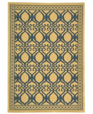 Courtyard CY3040 Natural and Blue 5'3" x 7'7" Outdoor Area Rug