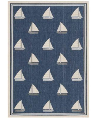 Courtyard CY7422 Navy and Beige 5'3" x 7'7" Sisal Weave Outdoor Area Rug