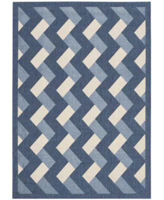 Courtyard CY7430 Navy and Beige 5'3" x 7'7" Sisal Weave Outdoor Area Rug