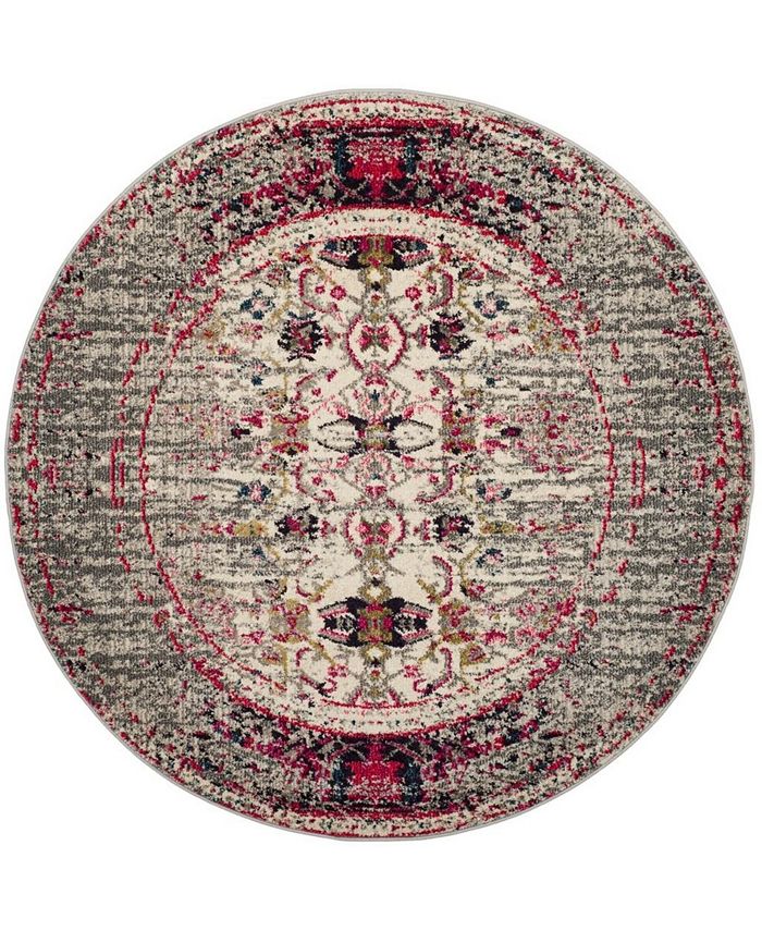 Safavieh Monaco Gray and Ivory 6'7" x 6'7" Round Area Rug & Reviews