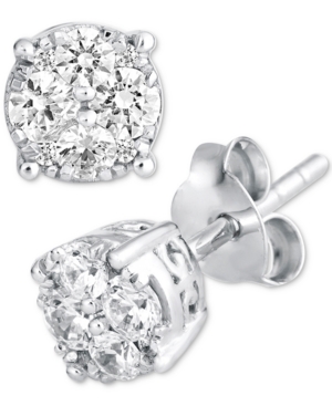 image of Diamond Stud Cluster Earrings (1/2 ct. t.w.) in 14k White Gold