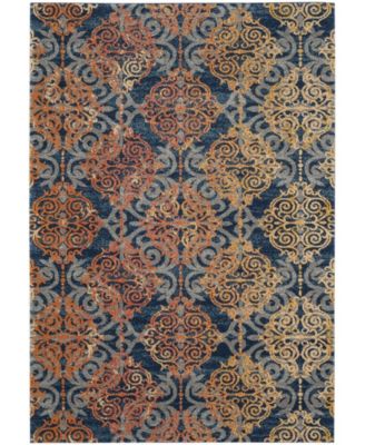 Evoke EVK230 Blue and Orange 5'1" x 7'6" Area Rug
