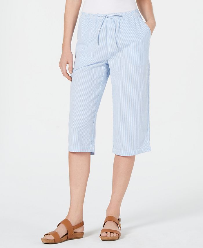 Karen Scott Petite Cotton Seersucker Capri Pants, Created for Macy's ...