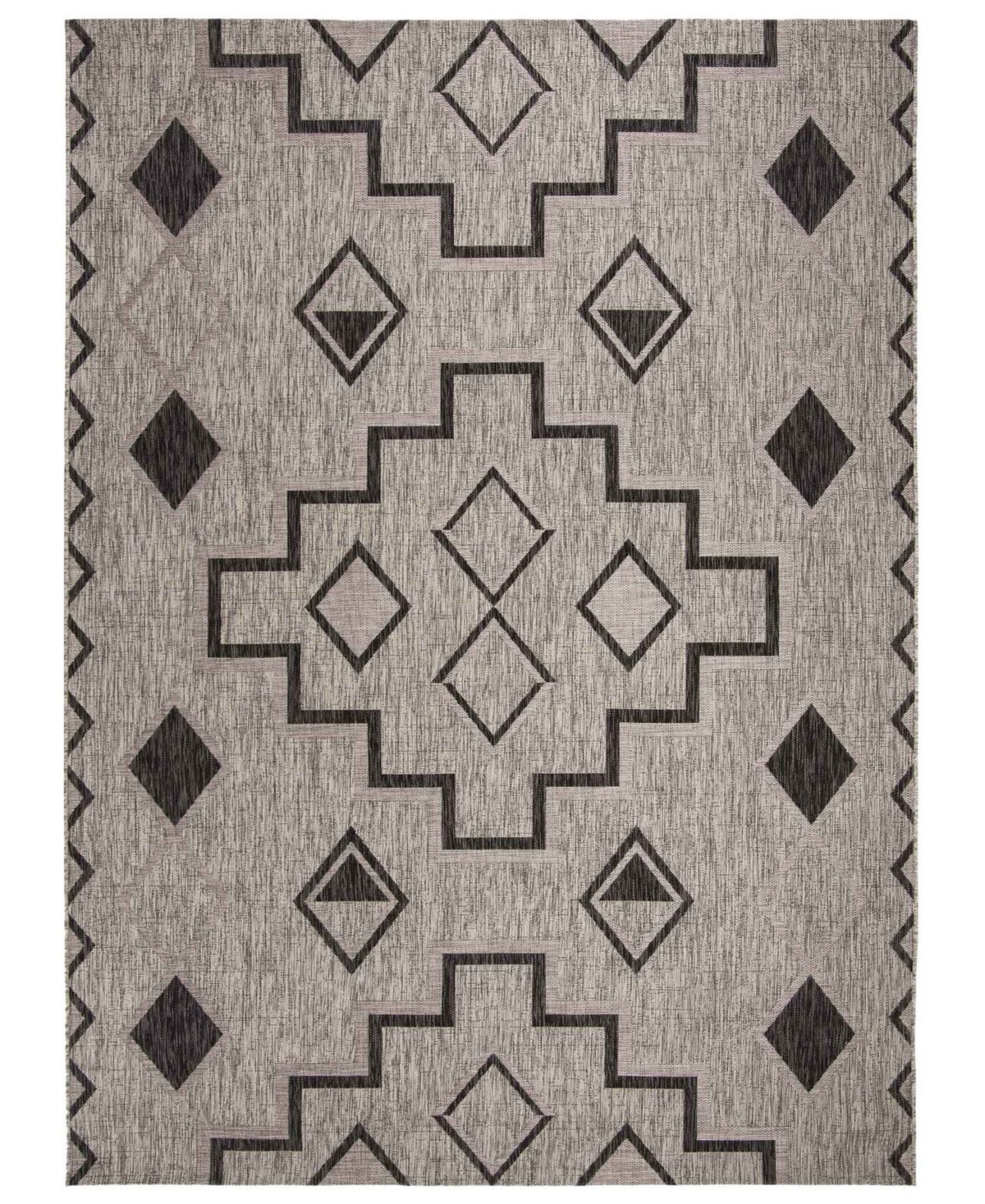 Safavieh Courtyard Gray and Black 9' x 12' Outdoor Area Rug - Gray