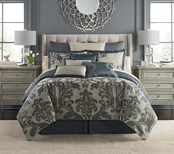 Waterford Everett Teal Reversible California King 4 Piece ...