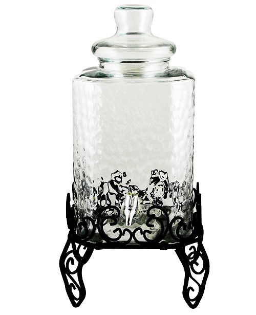 Moreauville 3 Piece 2 25 Gallon Square Embossed Glass Beverage Dispenser With Wire Stand Reviews Serveware Dining Macy S