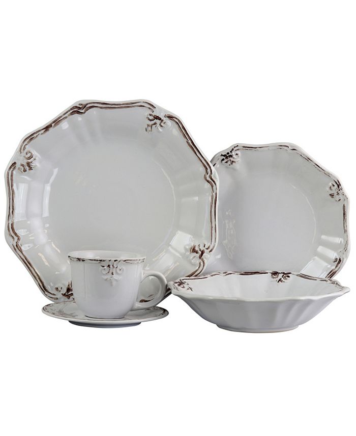 Elama Fleur De Lys 20 Piece Dinnerware Set in White & Reviews