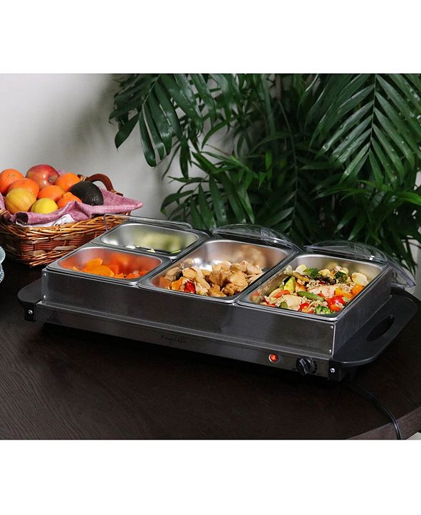 MegaChef Buffet Server, Food Warmer with 4 Removable Sectional Trays