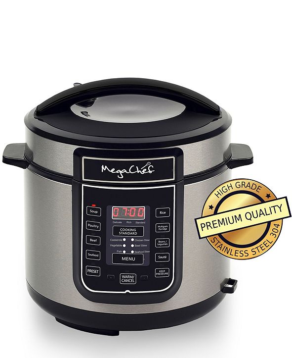 MegaChef 6 Quart Digital Pressure Cooker with 14 Preset Multi Function