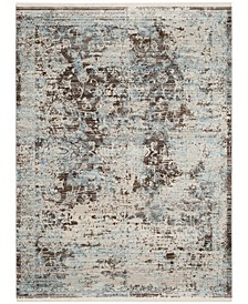 Vintage Persian Brown and Light Blue 6' x 9' Area Rug