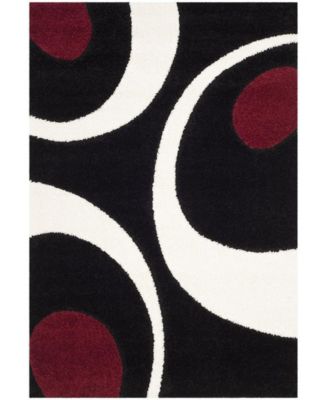 Florida Shag SG474 Black and Ivory 5'3" x 7'6" Area Rug