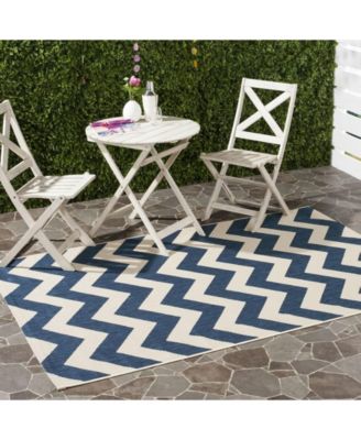 Courtyard CY6244 Navy and Beige 5'3" x 7'7" Sisal Weave Outdoor Area Rug