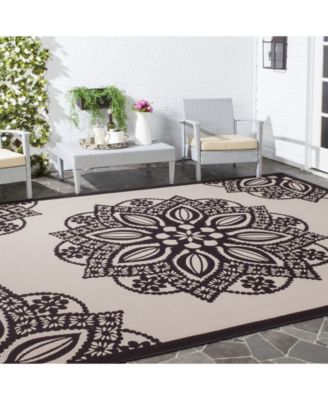 Courtyard CY6139 Beige and Black 8' x 11' Sisal Weave Outdoor Area Rug
